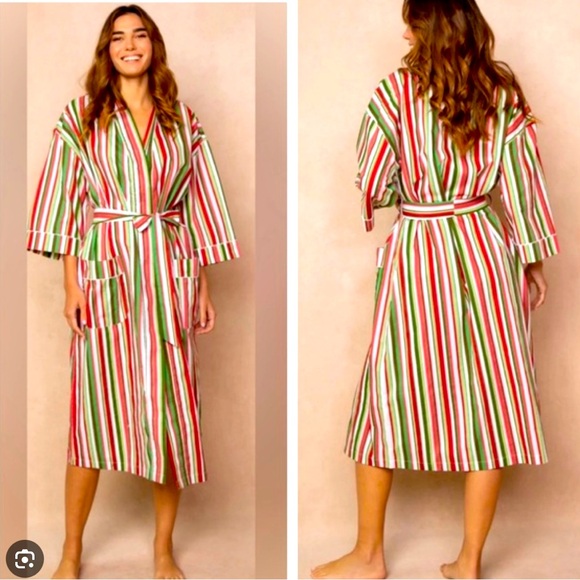 Printfresh Candy cane stripe robe; cotton poplin; Gender neutral One Size - Picture 1 of 3